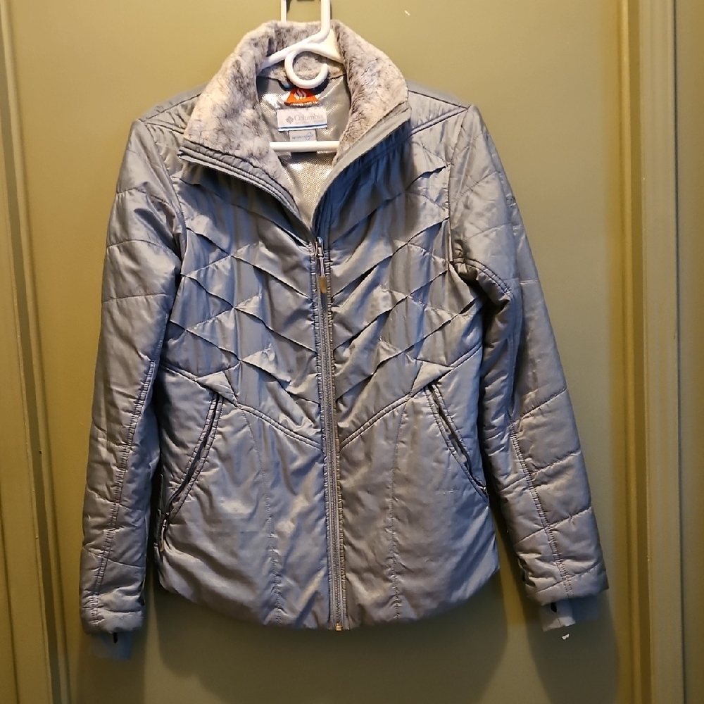 Iced Grey Women's Columbia Omni-heat Jacket with Fleece Collar